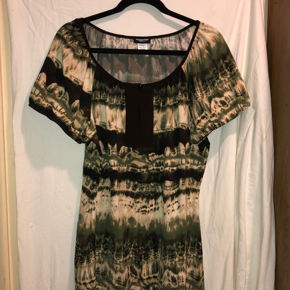 Perception woman cowl neckline black green and cream Tye dye